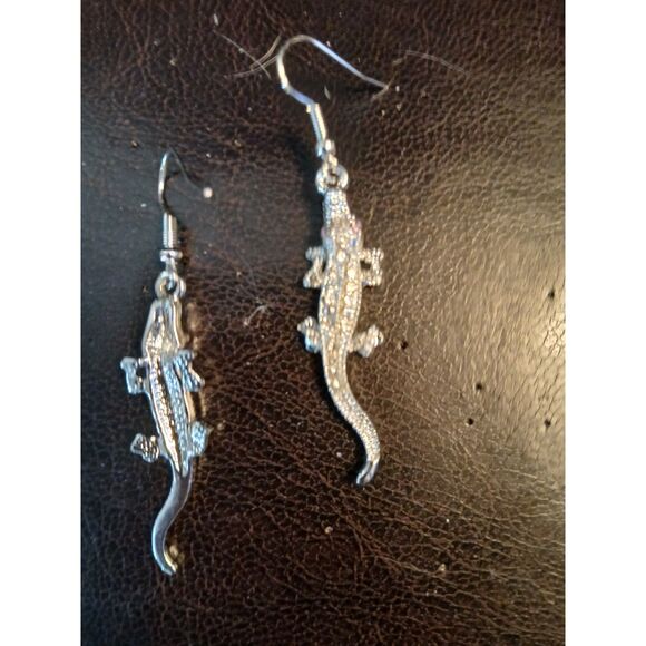 Alligator Dangle Earrings Silver - Picture 5 of 6